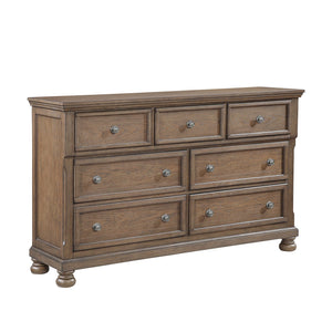 English Elm Transitional 7-Drawer Dresser with Felt Jewelry Tray, Dovetail Drawers & Pewter Knobs, Fully Assembled Antique brown 68 L x 21 W x 41.5 H B011P374531