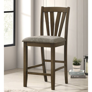 English Elm Maxine Solid Wood Counter Height Dining Chairs Set of 2 — Gray Upholstered Seats, Brown Finish, Comfortable Footrest B062P375406