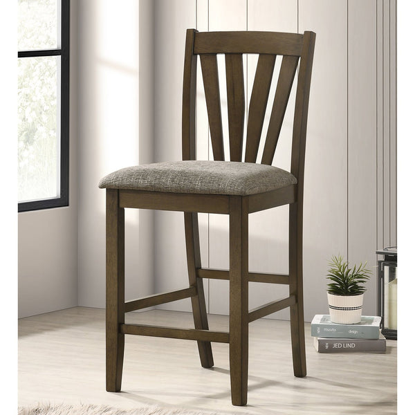 English Elm Maxine Solid Wood Counter Height Dining Chairs Set of 2 — Gray Upholstered Seats, Brown Finish, Comfortable Footrest B062P375406