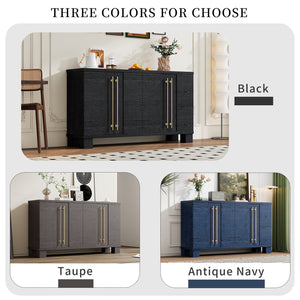 English Elm Trexm Ash Veneer Buffet with Gold Handles and Adjustable Shelves for Dining Spaces Black N715P392244B