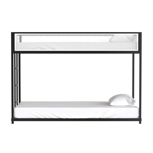 English Elm Contemporary Twin-Over-Full Metal Bunk Bed with Attached Ladder, Durable Industrial Frame, Guest-Ready Design Matte Black,Matte White 83 L x 15 W x 5 H B2741P391251