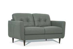 English Elm Radwan Italian Top Grain Leather Loveseat Tufted Mid-century Walnut Legs Sofa B2726P498441