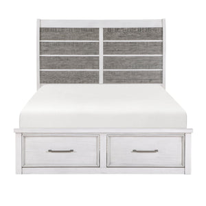 English Elm Antique Ambrose Queen Platform Bed with Footboard Storage Drawers Rustic Acacia Veneer Finish Antique Gray,Antique White 67.25 L x 43.75 W x 7.75 H B011S01450