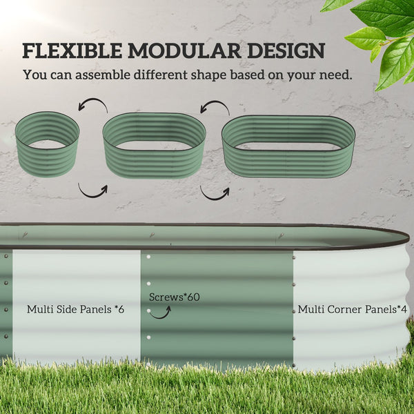 English Elm Outsunny Galvanized Steel Raised Garden Bed Modular Outdoor Planter with Safe Edging W2225P200928