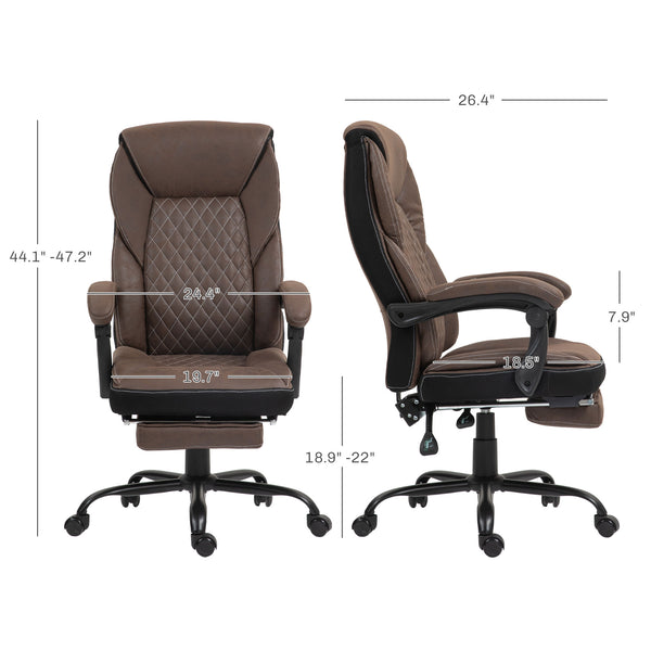 English Elm Homcom Big And Tall Executive Office Chair With Footrest, Ergonomic High Back, Reclining Design W2225P250020