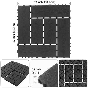 English Elm 12-inch Polypropylene Interlocking Floor Tiles for Patios Balconies and Wet Spaces 44 Pack W3022P251851