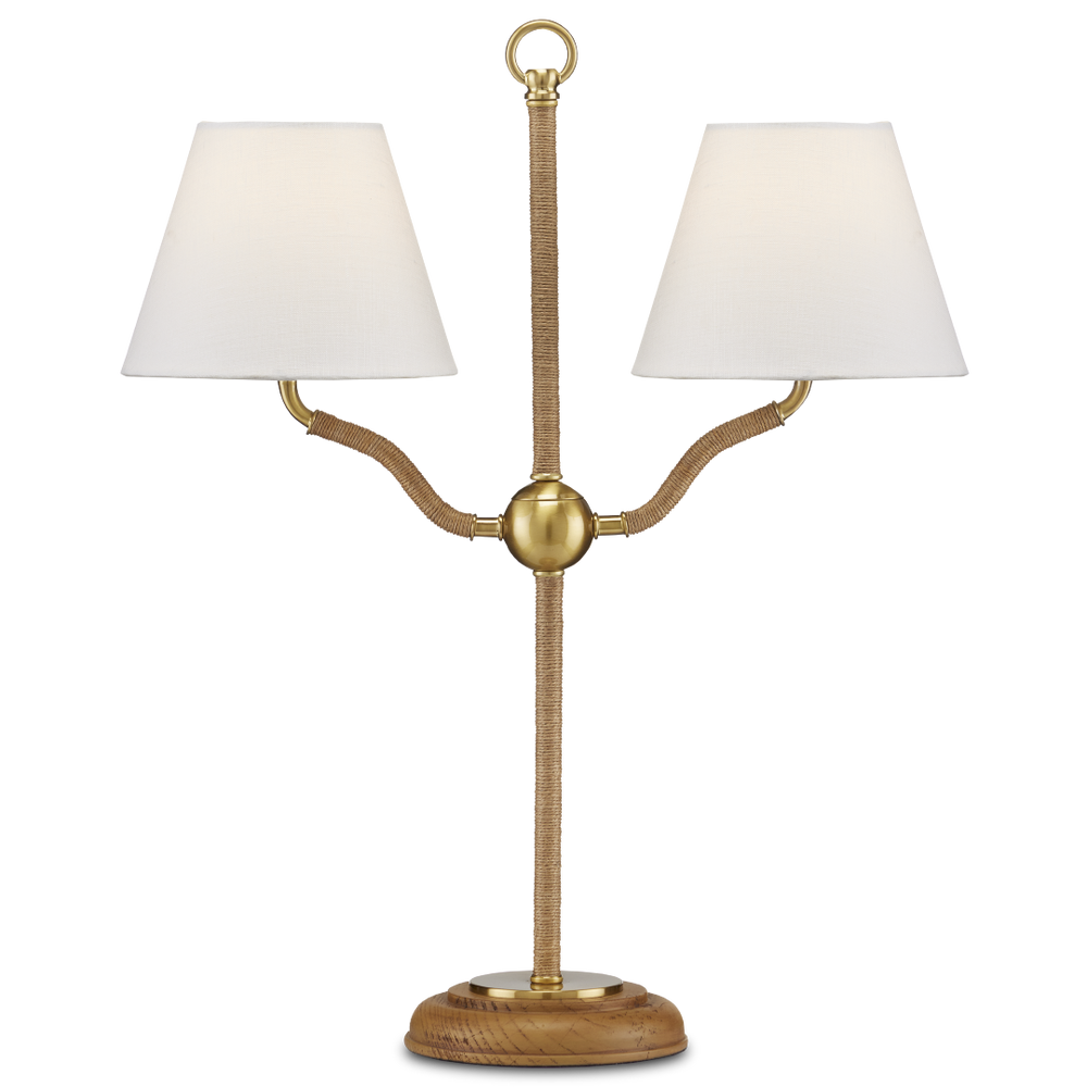 Sirocco Desk Lamp - Elegant Jute-Rope Design with Off-White Linen Shades for Stylish Home Décor