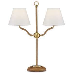 Sirocco Desk Lamp - Elegant Jute-Rope Design with Off-White Linen Shades for Stylish Home Décor