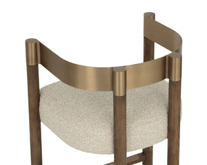 Sunpan MANOLO Counter Stool - Elegant Santa Cruz Oatmeal Fabric with Antique Brass Accents & Warm Wood 112547