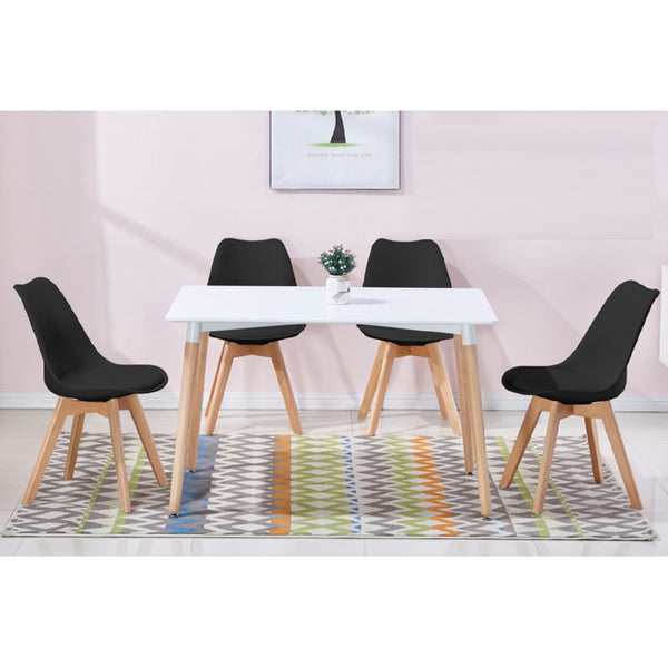 English Elm Modern Mid-century 5 Piece Dining Set with Eames Style Chairs and Beech Wood Legs B011S02494