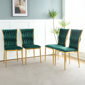 English Elm Modern Velvet Dining Chairs Set of 4 with Gold Legs Curved Back Kitchen Bedroom W210P271009
