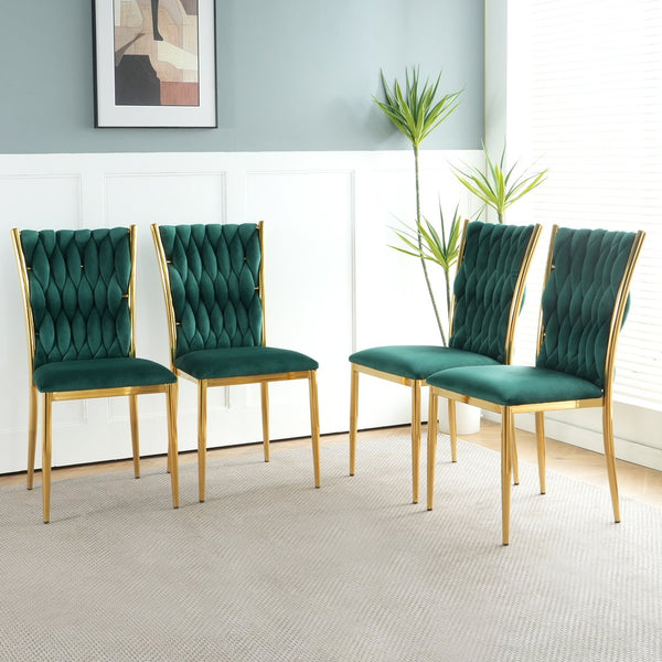 English Elm Modern Velvet Dining Chairs Set of 4 with Gold Legs Curved Back Kitchen Bedroom W210P271009