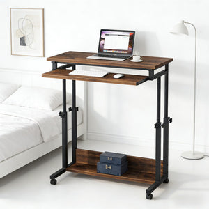 English Elm Office Rolling Desk Height Adjustable Standing Workstation with Keyboard Tray Small Spaces T3971P448243