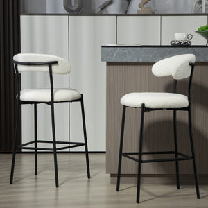 English Elm 26'' Modern Counter Height Bar Stools In Snow Fabric With Durable Black Powder-Coated Base & Footrest W2215P196282