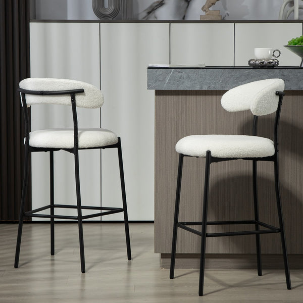English Elm 26'' Modern Counter Height Bar Stools In Snow Fabric With Durable Black Powder-Coated Base & Footrest W2215P196282