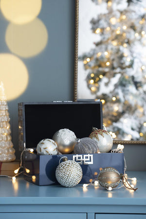 English Elm D3" Elegant Glass Christmas Ball Ornaments Set Of 12 - Perfect For Holiday Decor & Festive Displays W2078P247896