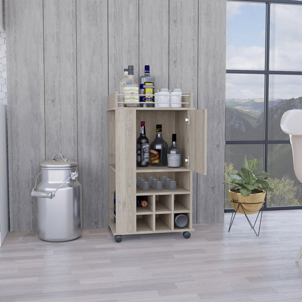 English Elm Fargo Grey Bar Cart Cabinet with 6 Wine Slots, Open Shelf, Spacious Top Surface & Smooth Casters B070P188865