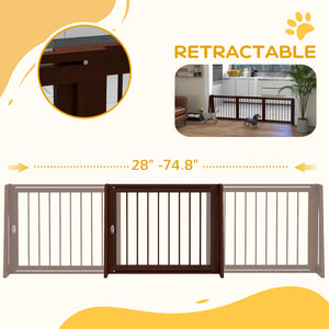 English Elm Pawhut Freestanding Wood Pet Gate Three Panel Accordion Design for Home Interiors W2225P229555