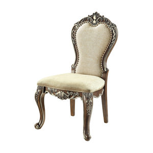 English Elm Latisha Upholstered Side Chair with Padded Back, Nailhead Trim and Sturdy Rubberwood Frame, Set of 2 Oak 47.24 L x 25.59 W x 15.75 H B2726P296303