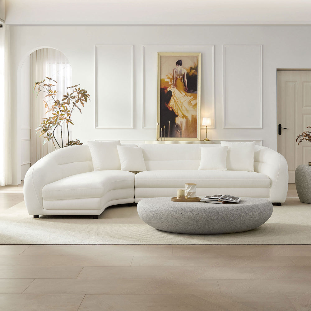 English Elm 125.2 Inch Curved Modular Sectional Sofa White Polyester Upholstered Living Room Couch W2582S00193