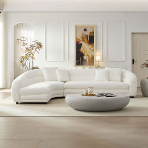 English Elm 125.2 Inch Curved Modular Sectional Sofa White Polyester Upholstered Living Room Couch W2582S00193