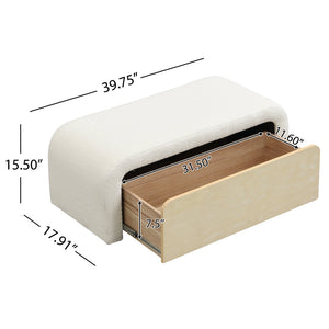 English Elm Christopher Knight Home® - Upholstered Ottoman With Storage Drawer - Chic Boucle Fabric, Solid Wood, Versatile Seating Solution N757P303234W