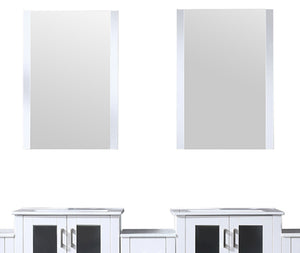 English Elm White Double Bath Vanity 84 in. W x 18.25 in. D with Side Cabinets, Soft-Close Drawers, Ceramic Top, Mirrors Included B2731S00601