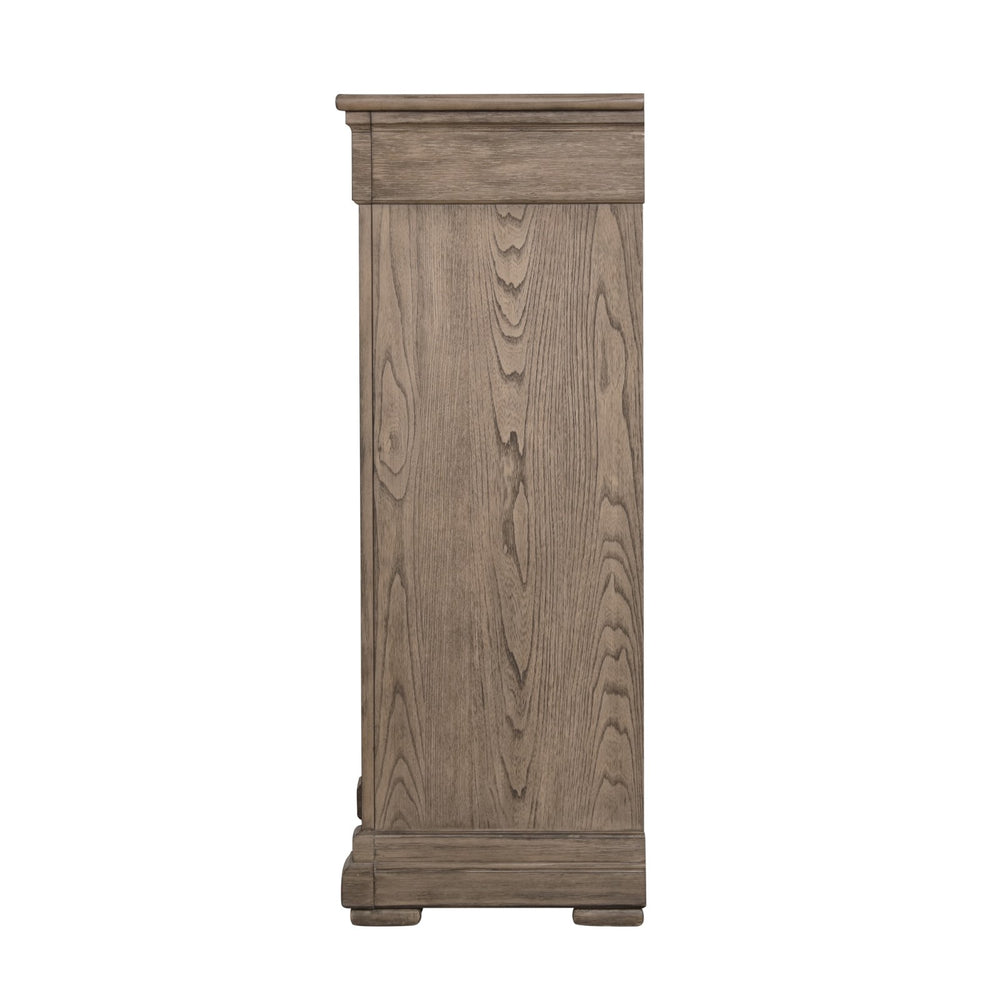 English Elm Weathered Gray Chest 39"W x 52"H Transitional Solid & Engineered Wood, French-Front Dovetail Drawers, Metal Glides and Handles B2741P373195