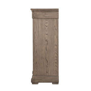 English Elm Weathered Gray Chest 39"W x 52"H Transitional Solid & Engineered Wood, French-Front Dovetail Drawers, Metal Glides and Handles B2741P373195