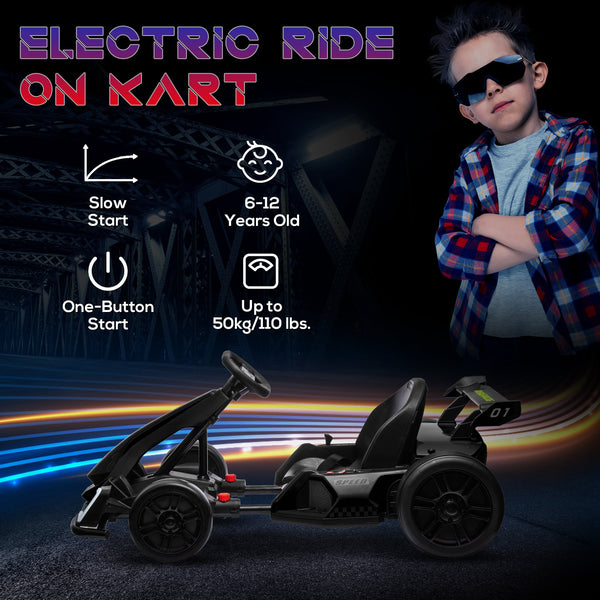 English Elm Aosom 24v Electric Go Kart Ride on Toy with Drifting Dual Motor and Adjustable Seat W2225P229145