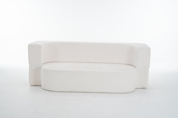 English Elm 3 Seater Convertible Sofa Bed with Chenille Upholstery and High-Density Sponge for Superior Comfort and Support Ivory T3903P379836