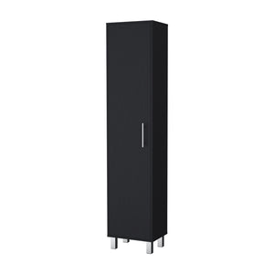 English Elm Lawen Slim Tall Storage Cabinet with Single Door, 3 Broom Hangers, White Wood Finish, Stylish Legs B128P203050