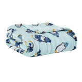 Beautyrest Oversized Plush Casual Printed Heated Throw BR54-1157 Aqua Penguins