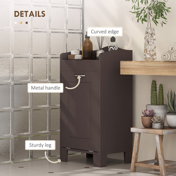 English Elm HOMCOM 31" Tilt-Out Laundry Hamper with Pull-Out Basket, MDF Bathroom Storage Cabinet, Coffee W2225P216992