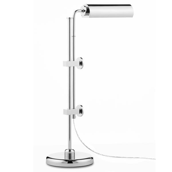 Satire Adjustable Nickel Table Lamp - Modern Minimalist Design with Integrated LED & Dimmable Feature