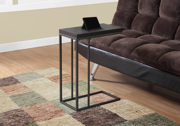 English Elm Accent C-Shaped Side Table with Thick Tempered Glass Top and Sturdy Metal Base for Living Rooms and Offices Espresso 26 L x 13 W x 5 H B2710P219183