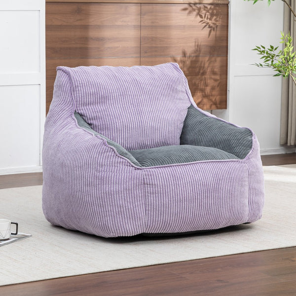 English Elm Giant Corduroy Bean Bag Sofa with Armrests Foam Filled Cozy Adult Lounge Chair Gray,Purple W2200P442803