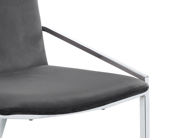 English Elm Zlatan Gray Velvet Side Chair Set of 2 — Plush 4" Foam Cushions, Openwork Back, Chrome Legs, 220lb Capacity B2726P343789