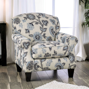 English Elm Transitional High Back Stripe Chair with Rolled Arms for Coastal Comfort and Supportive Seating Appeal Ivory 35 L x 34 W x 33 H B2741P375962