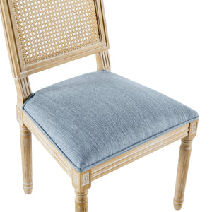 English Elm [set of 2] French Provincial Rubberwood Dining Chairs with Cane Back and Fluted Legs Slate Blue N767P375346S