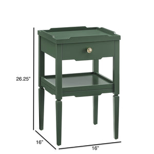 English Elm Foley Vintage Green 1-Drawer Nightstand with Gold Pull, Tapered Legs, Lower Shelf, Mid-Century Charm B050P376968