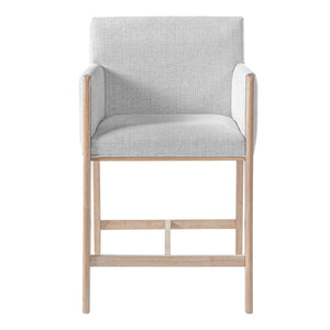 English Elm 24'' Upholstered Counter Stools with Arms Beige Set of 2 for Kitchen Island Natural N780P354193N