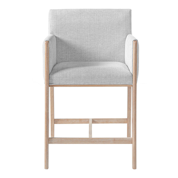 English Elm 24'' Upholstered Counter Stools with Arms Beige Set of 2 for Kitchen Island Natural N780P354193N