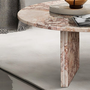 English Elm Pink Natural Marble Coffee Table – Elegant Round Design For Living Rooms, Versatile & Unique Décor W1696P314930-GIGA