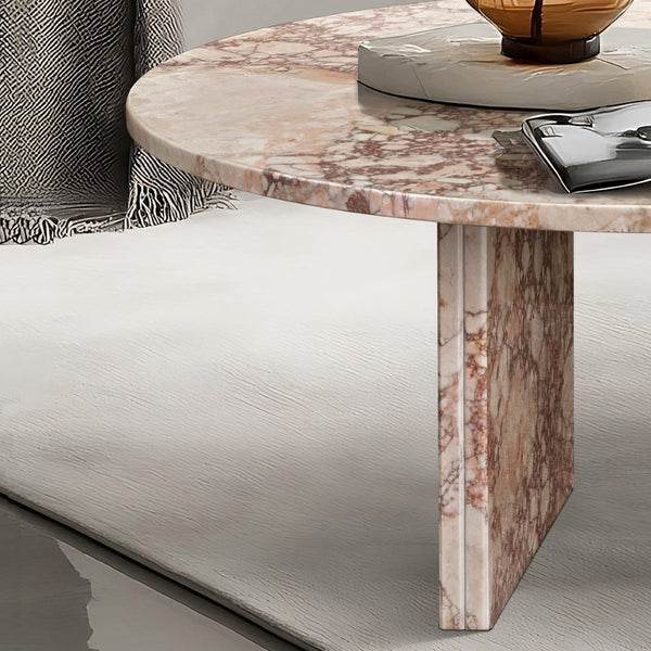 English Elm Pink Natural Marble Coffee Table – Elegant Round Design For Living Rooms, Versatile & Unique Décor W1696P314930-GIGA
