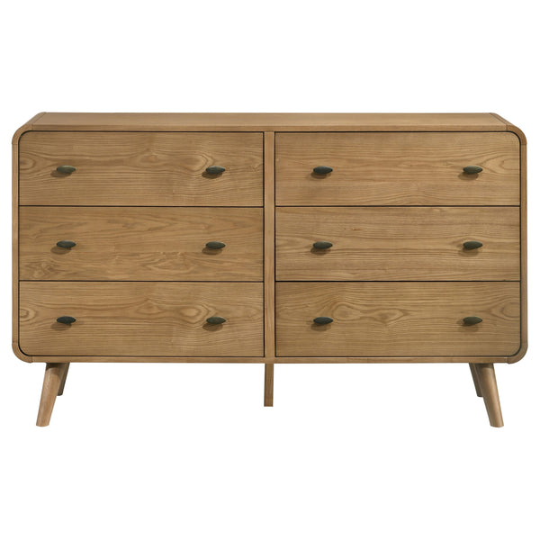 English Elm Winston Six Drawer Mid-century Dresser with Walnut Veneer Finish and Tapered Legs Light Ash B062P451714