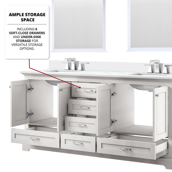 English Elm White 72" Double Bath Vanity with Cultured Marble Top, Solid Wood Frame, Soft-Close Drawers, Storage B2731P258392