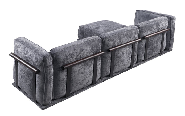 English Elm 102 Inch Linen Modular Sectional Sofa with Hidden Storage and Cloud Cushion Comfort Dark Gray W1099S00188