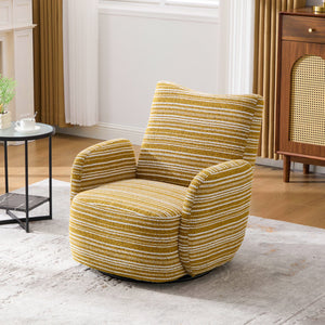 English Elm Modern Boucle 360° Swivel Leisure Chair with High‑Resilience Sponge, Supportive Curve, 550lb Capacity Mustard yellow W395P355482
