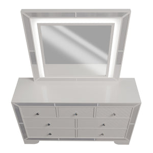 English Elm Contemporary Mirrored Glass Dresser with Diamond Knobs Cream Glam Bedroom Storage B011P448761